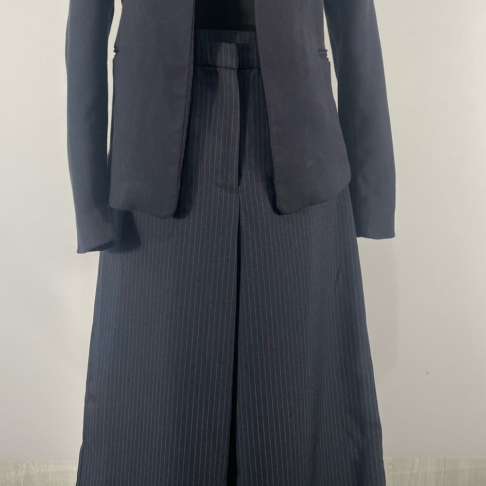 Women’s Navy white pinned striped Wide legged, Pants, Trousers Size Medium - Picture 8 of 9